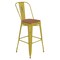 Emma and Oliver Nova Distressed Metal Stools with Backs and Polystyrene Seats for Indoor/Outdoor Use
